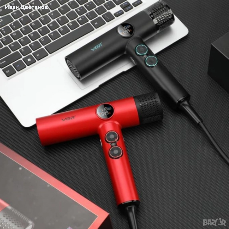 Професионален сешоар VGR с BLDC мотор 110 000 RPM – Йонна технология и дифузер, снимка 1