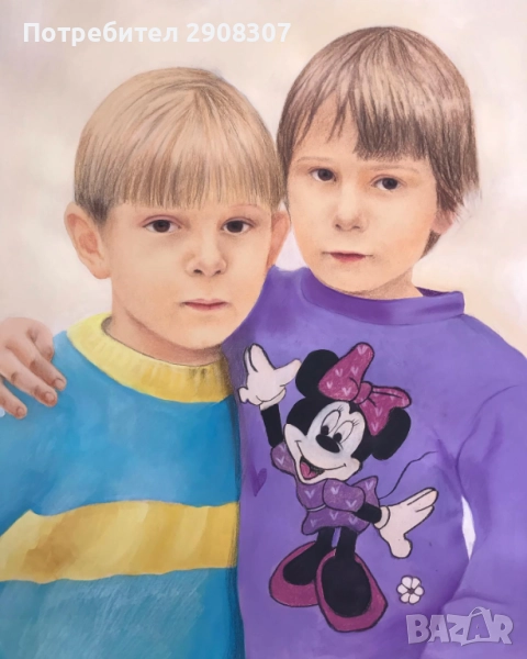 Детски портрет по снимка коледни подаръци, снимка 1