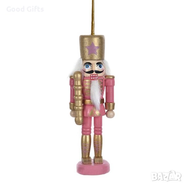 2 броя Дървени Висулки за елха, Лешникотрошачката, Розова униформа, 13см, снимка 1