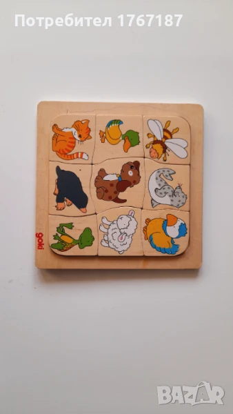 Дървен пъзел за деца с животни на Goki, снимка 1