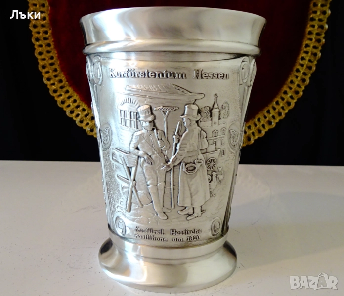 Чаша от калай,халба 300 мл.,Немски пощи през 1820 г. , снимка 1