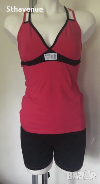 Памучен комплект корсаж с боксер в черно и розово потник, снимка 1