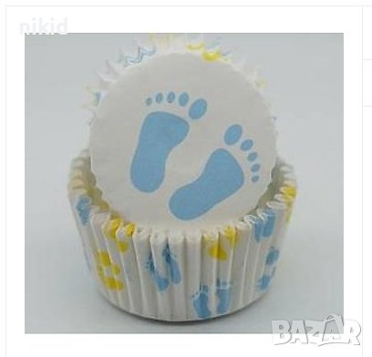 50 бр хартиени капсули стъпки крачета кошнички за кексчета мъфини парти прощъпулник, снимка 1