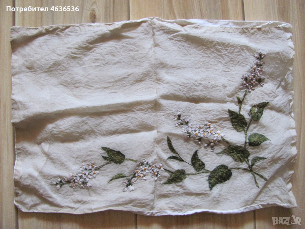 19в. Калъфка за възглавница , ръчна бродерия , 45х30см., снимка 1