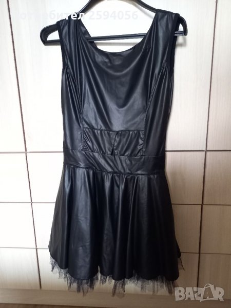 Черна дамска рокля, наподобяваща кожа , снимка 1