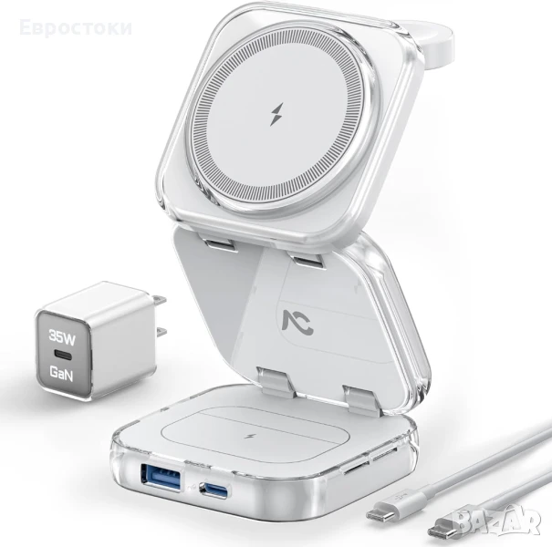 AC Island 5-в-1 Безжично зарядно за MagSafe, сгъваема, преносима станция за зареждане, снимка 1