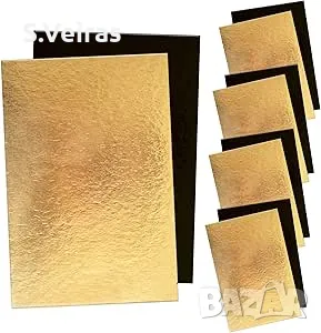 Квадратна Подложка от мукава, Двулицева, Златист/Черен 3 мм, снимка 1