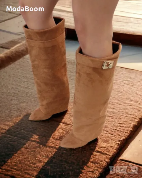 Ботуши на платформа - Велур, снимка 1