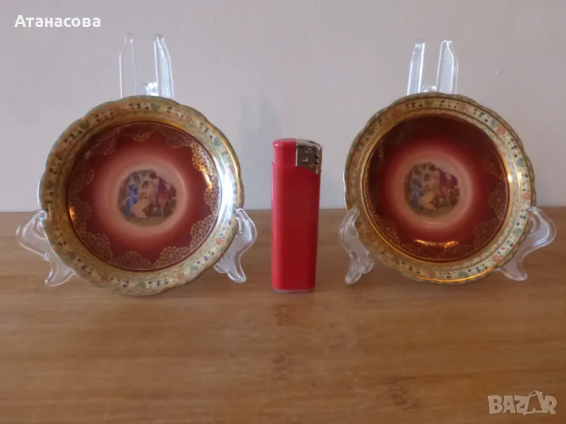 Чешки декоративни порцеланови чинийки 2 бр Трите грации от 30-те г чинии чиния, снимка 1