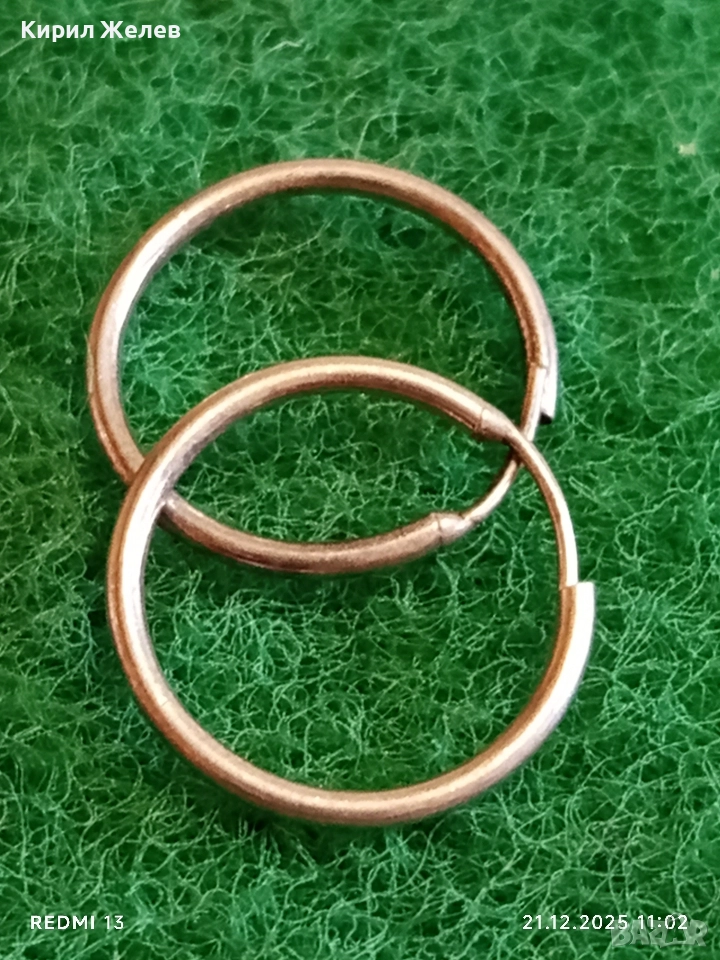 Нежни сребърни обеци тип халка много красиви елегантни 25978, снимка 1