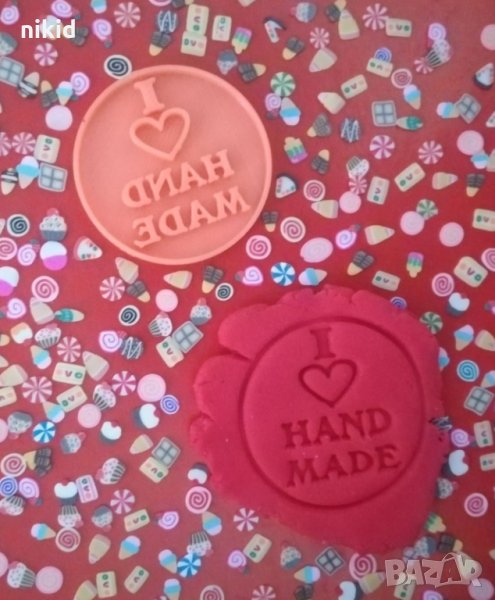 HAND MADE надпис печат щампа за сладки бисквитки тесто пластмасов, снимка 1