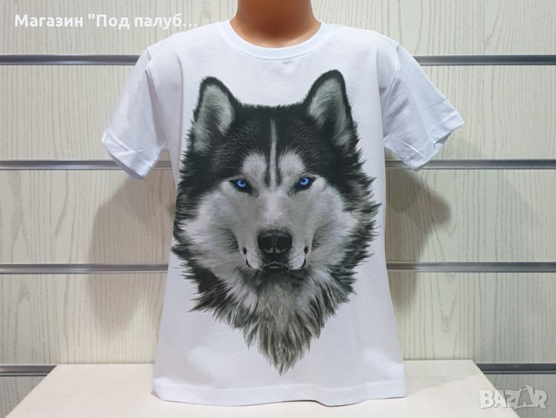 Нова детска тениска с дигитален печат Хъски със сини очи, снимка 1