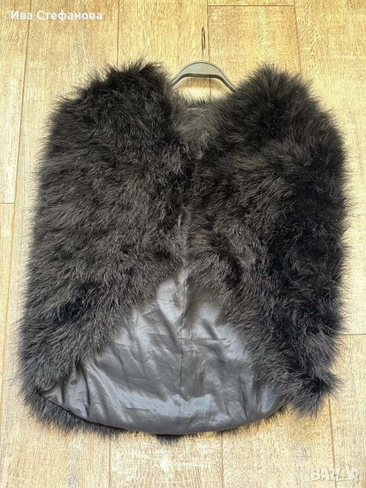 Естествен косъм черна наметка болеро за повод парти коктейл официална , снимка 1