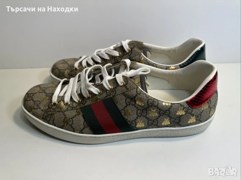 €750 Мъжки кецове Gucci Ace Supreme Bees Men’s 12 Trainer Tennis Shoe Low Top Sneaker Used, снимка 1