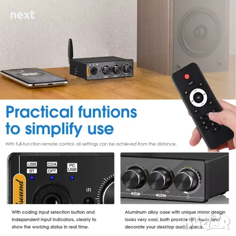 Nobsound Q4 Mini Bluetooth 5.0 DAC / USB, Optical, Coaxial / 24bit 192kHz + Гаранция 24м., снимка 5 - Други - 55746153