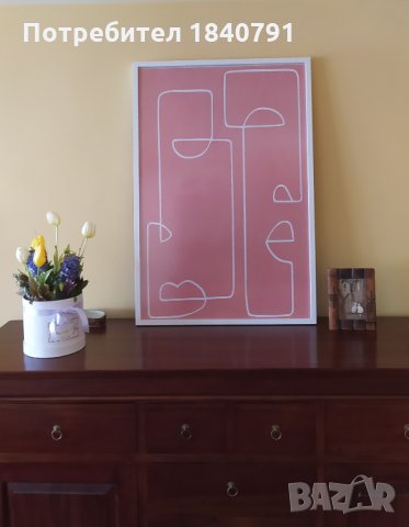 Картина – лице непрекъсната линия, абстракция – 60 х 90 см, снимка 5 - Картини - 35543898