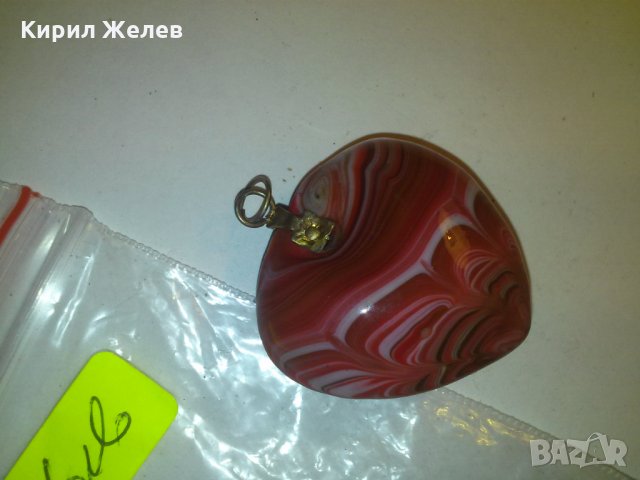СЪРЦЕВИДЕН МЕДАЛЬОН от ШЛИФОВАН ПОЛУСКЪПОЦЕНЕН КАМЪК РЪЧНА ИЗРАБОТКА и БРОНЗ 6781, снимка 5 - Колиета, медальони, синджири - 29815078