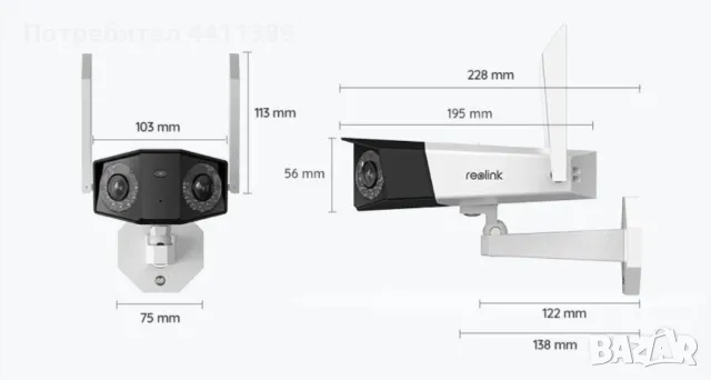 REOLINK DUO 2 WIFI - 4K (8MP) Безжична  (WIFI) Панорамна камера, снимка 5 - HD камери - 49444828