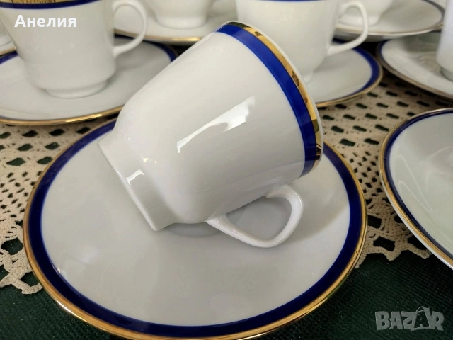 PMR бели с кобалтов кант сетове чудесни! , снимка 3 - Чаши - 54187225