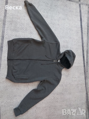 Мъжки ватиран суичър с качулка – 3XL, тъмно сив, снимка 2 - Спортни дрехи, екипи - 52928498