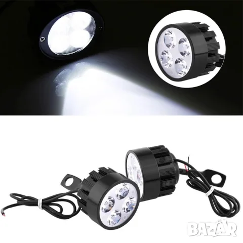 Комплект LED прожектори за мотоциклет с алуминиев радиатор, снимка 4 - Аксесоари и консумативи - 55866003