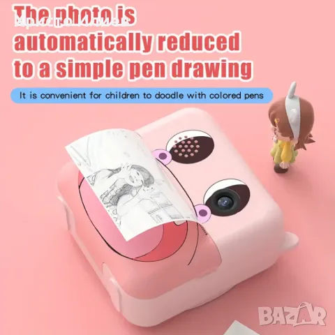 Детска камера с незабавен печат комплект с хартия Детски фотоапарат с моментален печат селфи камера , снимка 8 - Образователни игри - 49446088
