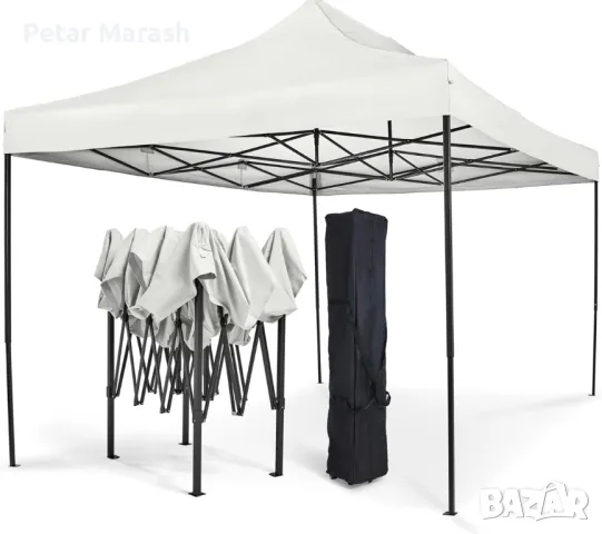 Бяла Сгъваема Градинска Шатра 3×3м тип Хармоника– стабилна, водоустойчива и лесна за разпъване, снимка 5 - Други - 50365996