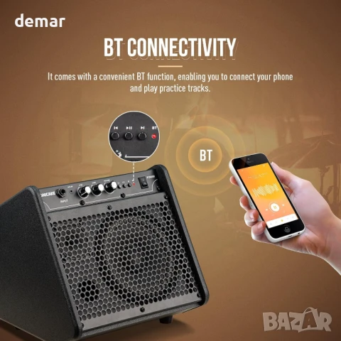 SONICAKE усилвател за електронни барабани 20W, преносим, Bluetooth, снимка 4 - Ресийвъри, усилватели, смесителни пултове - 51219615