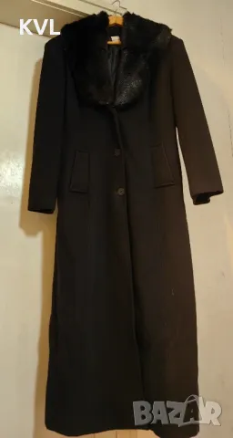 Дълго черно палто, XL, снимка 8 - Палта, манта - 48407695
