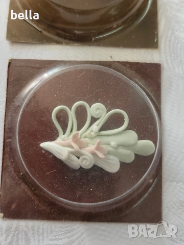 Ретро порцеланови обеци и брошка на Видинска порцеланова фабрика Бонония, снимка 2 - Антикварни и старинни предмети - 54144267