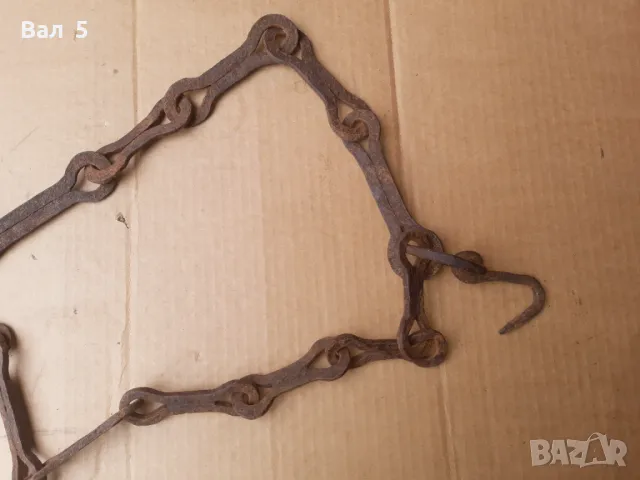 Стара верига за огнище от ковано желязо , здрава, снимка 2 - Антикварни и старинни предмети - 50326925