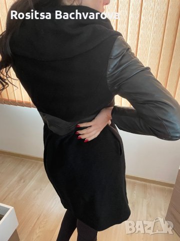 Черно палто Radeks, размер М, снимка 2 - Палта, манта - 38896140