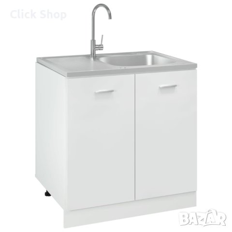 Кухненска мивка със сифон, сребриста, 800x600x155 мм, инокс, снимка 3 - Мивки - 42559149