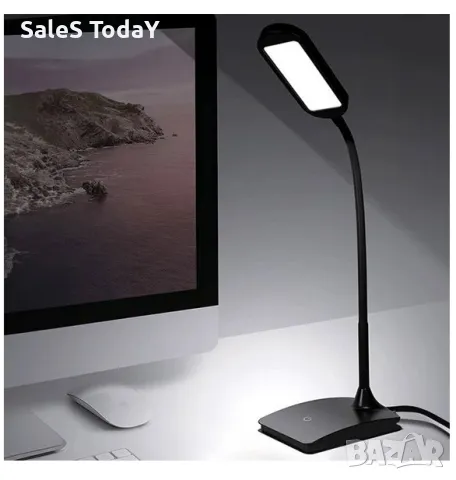 Нощна лампа, 10,5х17х23см, USB, LED Touch, черна, снимка 5 - Лед осветление - 47564134