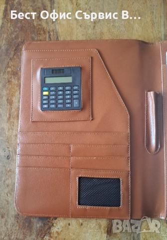 папка за документи луксозна кожена кафява с калкулатор A4 Размер, снимка 3 - Ученически пособия, канцеларски материали - 52515369