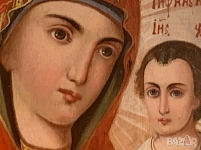 Руска домашна празнична икона Тихвинская чудотворна богородица от 19-ти век, снимка 9 - Колекции - 39685827