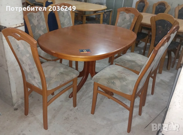 Комплект масивна разтегателна маса с 6 стола, снимка 2 - Маси - 52694109