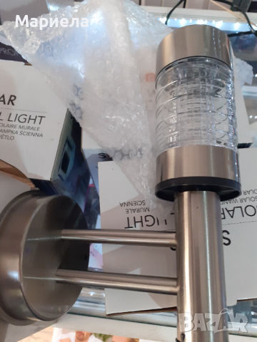 Продавам стенна соларна лампа-метал стъкло - Чисто нови 3броя соларни лампи за 36лв, снимка 5 - Лампи за стена - 36529234