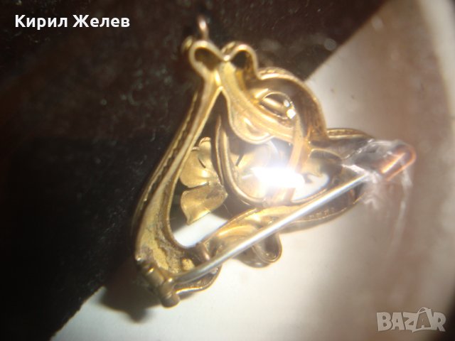 СТАРИННА ДИАМАНТЕНА ПОЗЛАТЕНА МЕДНА БРОШКА АРТ-ДЕКО ЮВЕЛИРНА РАБОТА ФЛОРАЛНА 60951, снимка 13 - Антикварни и старинни предмети - 30636809