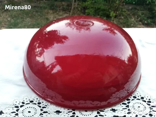 Голяма купа червено стъкло, снимка 6 - Чинии - 55772428