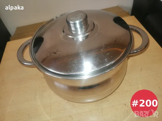 Италианска тенджера от неръждаема стомана (алпака) 18/10 – 5 литра (Двойно капсуловано дъно)