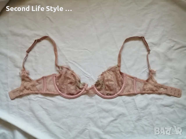 70А кокетен прозрачен дантелен сутиен в розов цвят, снимка 13 - Бельо - 52922265