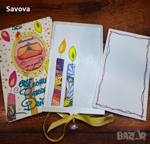 Дървена картичка плик за рожден ден "Diamonds", снимка 3 - Подаръци за рожден ден - 53905838