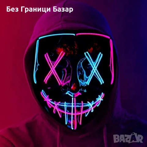 Нова LED Purge маска за Хелоуин с 3 режима светлина за парти и карнавал, снимка 4 - Други - 51590210