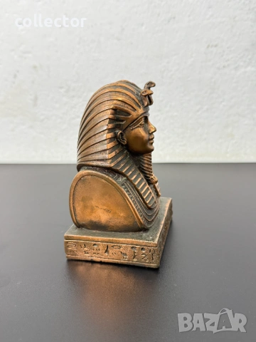 Медна египетска маска / бюст на Тутанкамон. №8049, снимка 5 - Колекции - 54029330