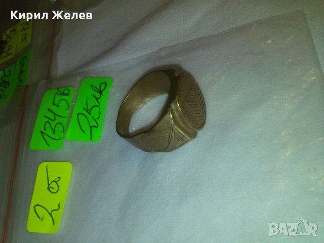СТАР ПОЗЛАТЕН с ПЕЧАТ 585 14К БРОНЗОВ РЪЧНО ГРАВИРАН ПРЪСТЕН УНИКАТ 13456, снимка 5 - Пръстени - 29556410