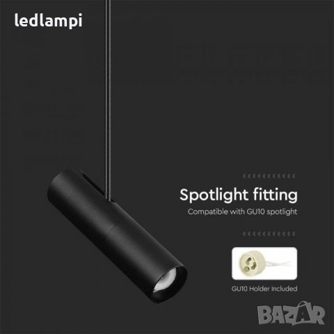 LED Спот 1хGU10 Черен Телескопично Рамо, снимка 3 - Лампи за таван - 40123341