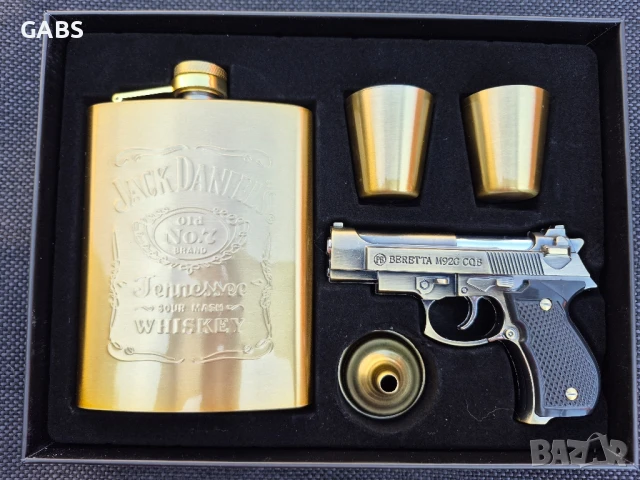 Подаръчен комплект Jack Daniel's,манерка,запалка и чаши,четири модела, снимка 2 - Запалки - 50080097