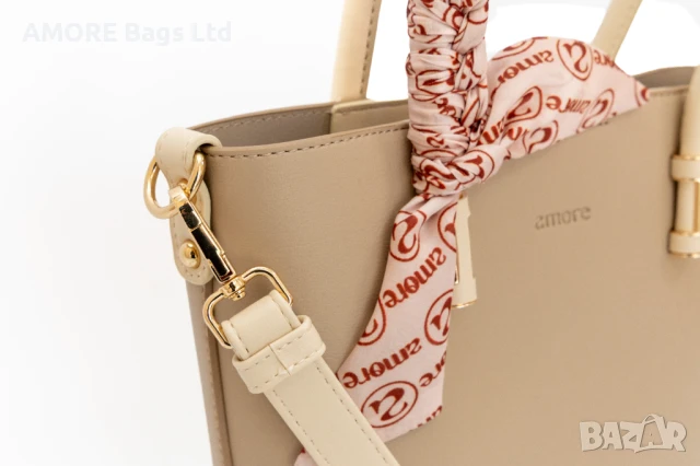 Класическа дамска чанта AMORE Eleonora - Beige, снимка 6 - Чанти - 50657237