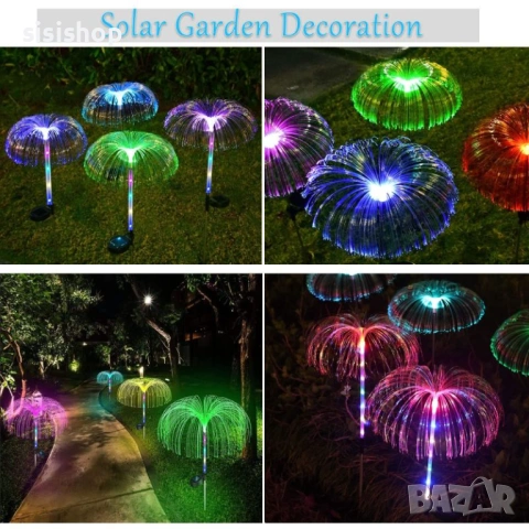 Декоративна соларна лампа Медуза с цветно LED осветление и метално колче 4469, снимка 11 - Соларни лампи - 53977793